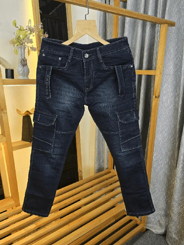 Everyday Comfort Side Hang Denim Cargo Jeans Grey Wash