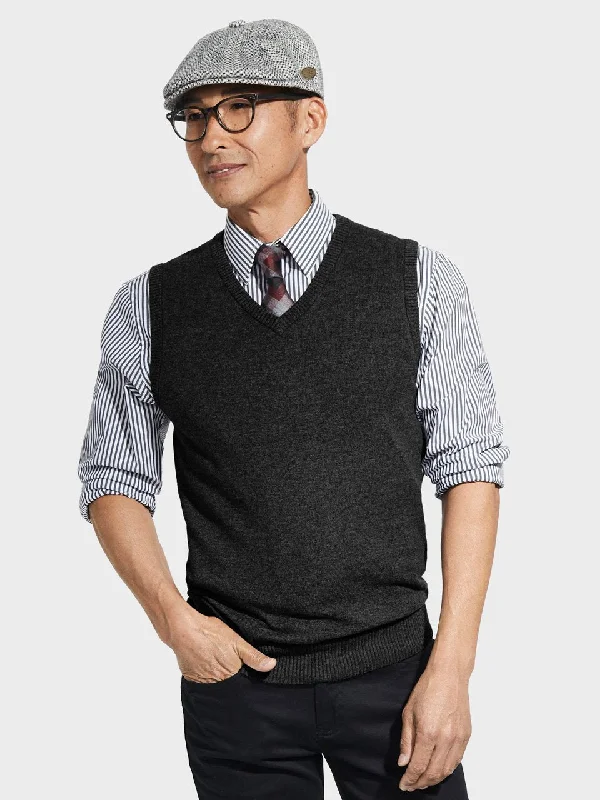 Fresh Comfort Men's V-Neck Sweater Vest - Black