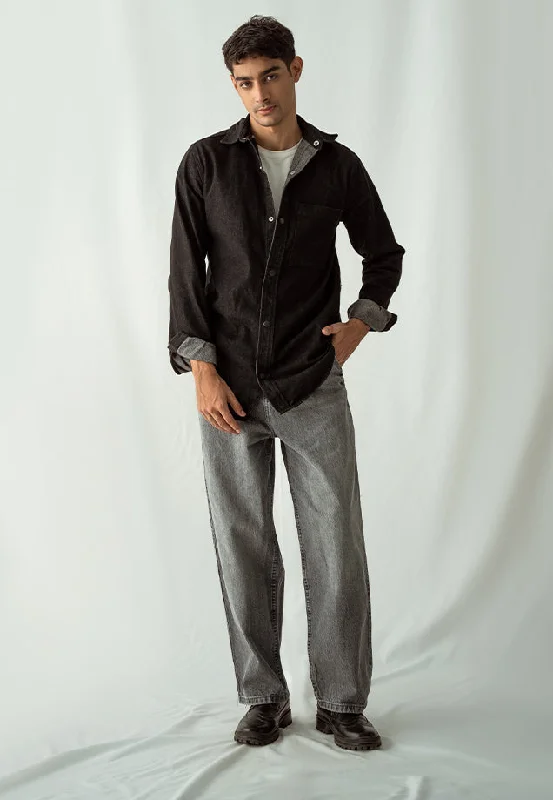 Fashionable And Fashionable Loose Fit Baggy Jeans - Grey