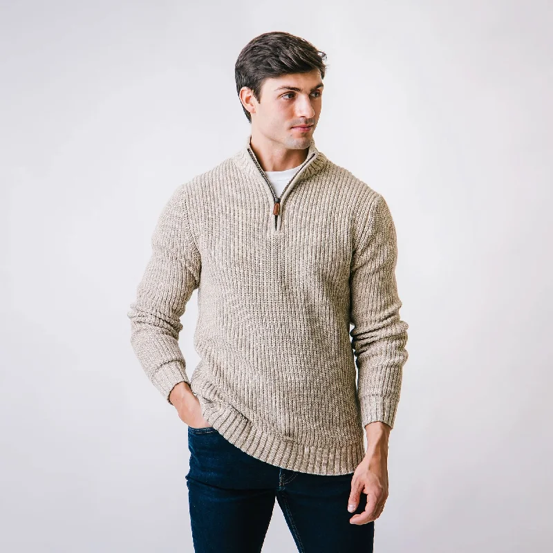 Fresh And Elegant Half Zip Pullover Sweater