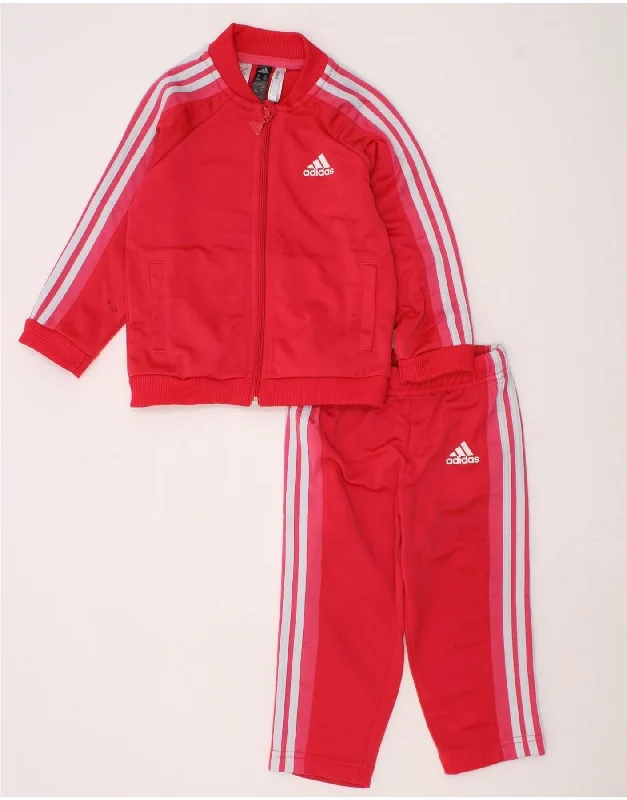 Chic Comfort ADIDAS Baby Girls Graphic Full Tracksuit 12-18 Months Red Polyester