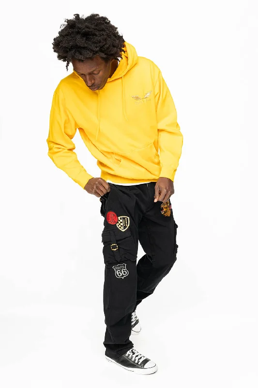 Cozy Layers ROBINS NEW MILITARY STYLE CARGO PANTS IN BLACK COLOR WITH MULTIPLE PATCH