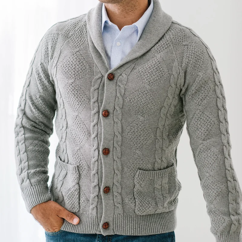 French Style Shawl Collar Cable Cardigan