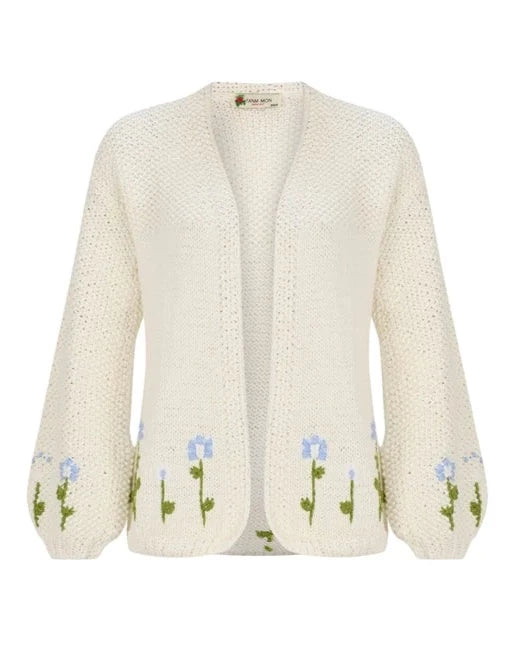 Embroidered Letters Marina Cotton Cardigan