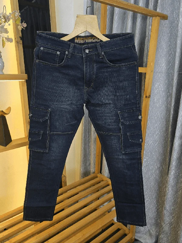 Effortless Elegance Double Pocket Cargo Jeans Brown Wash