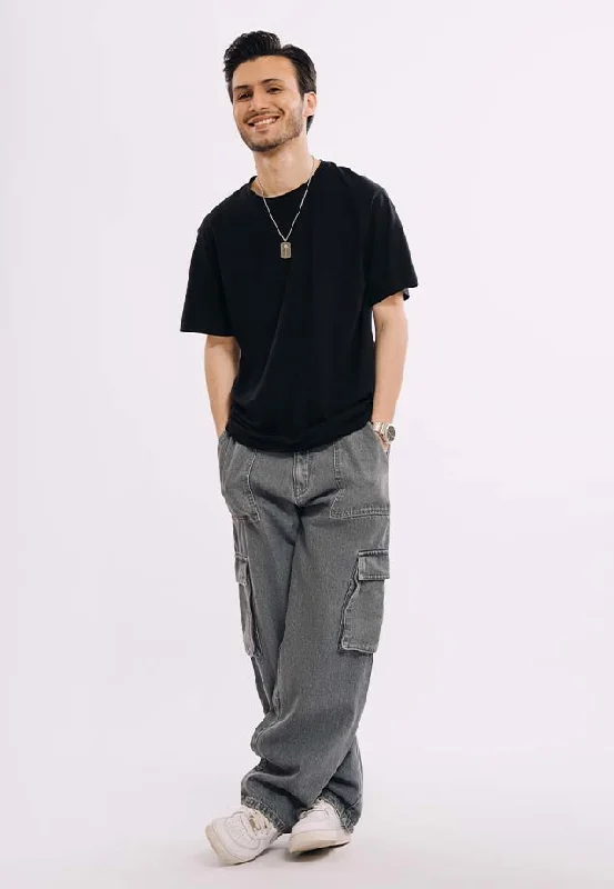 American Style Utility Pocket Cargo Jeans - Dark Grey