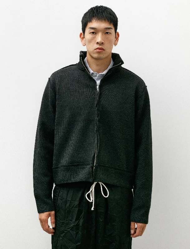 Sporty Wear Zip Up Knit Heavy Rib Grey