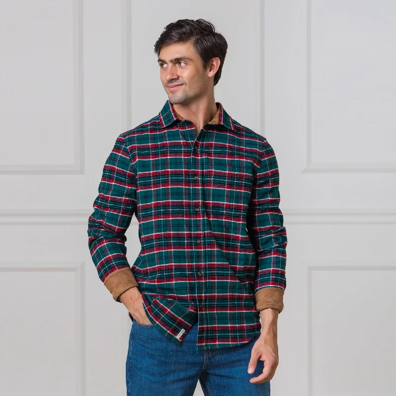 Elegant Design Organic Flannel Shirt with Suede Detail