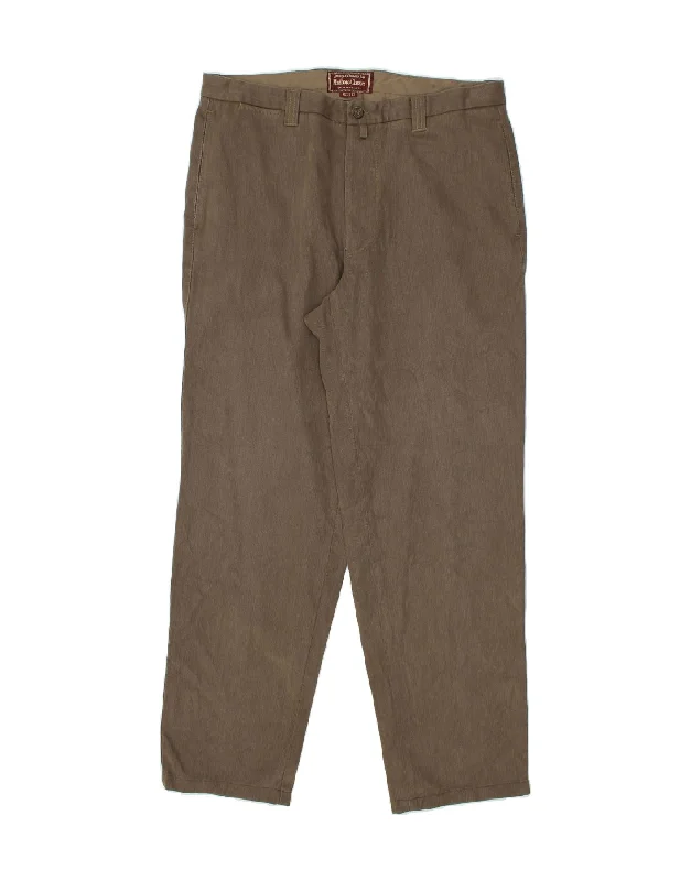 Soft Touch MARLBORO CLASSICS Mens Straight Chino Trousers W34 L31 Khaki Cotton