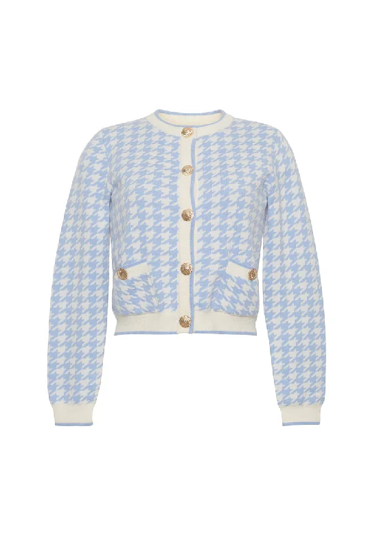 Exquisite Tailoring Priscilla Cardigan in Houndstooth Blue