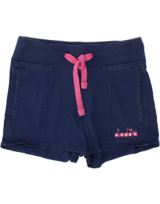 Comfy Chic DIADORA Girls Graphic Sport Shorts 6-7 Years XS Navy Blue Cotton