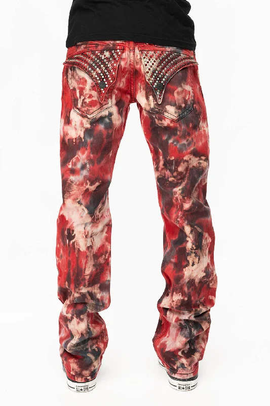 Cozy Fitting KILLER FLAP STRAIGHT LEG JEANS WITH FULL CRYSTALS IN RED SUN DANCE WASH Cozy Fitting KILLER FLAP STRAIGHT LEG JEANS WITH FULL CRYSTALS IN RED SUN DANCE WASH