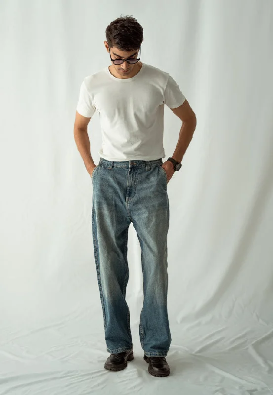 European Plan Loose Fit Baggy Jeans - Washed Out Blue