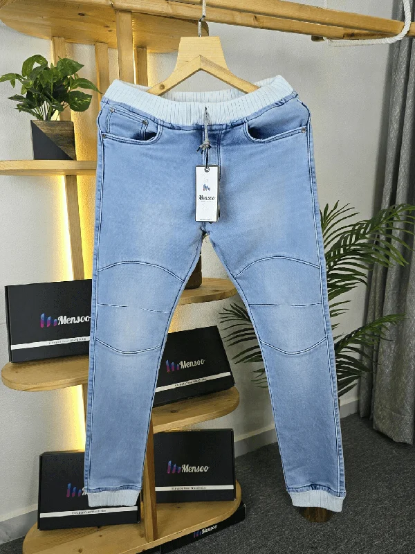 Summer Comfort Rib Jogger Jeans Light Sky