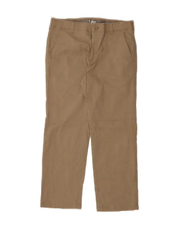 Modern Chic LEE Mens Straight Chino Trousers W34 L29 Beige Cotton
