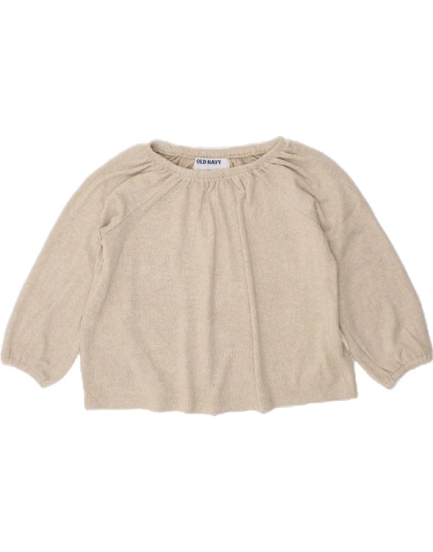 Trendy Looks OLD NAVY Baby Girls Boat Neck Jumper Sweater 18-24 Months Beige Rayon