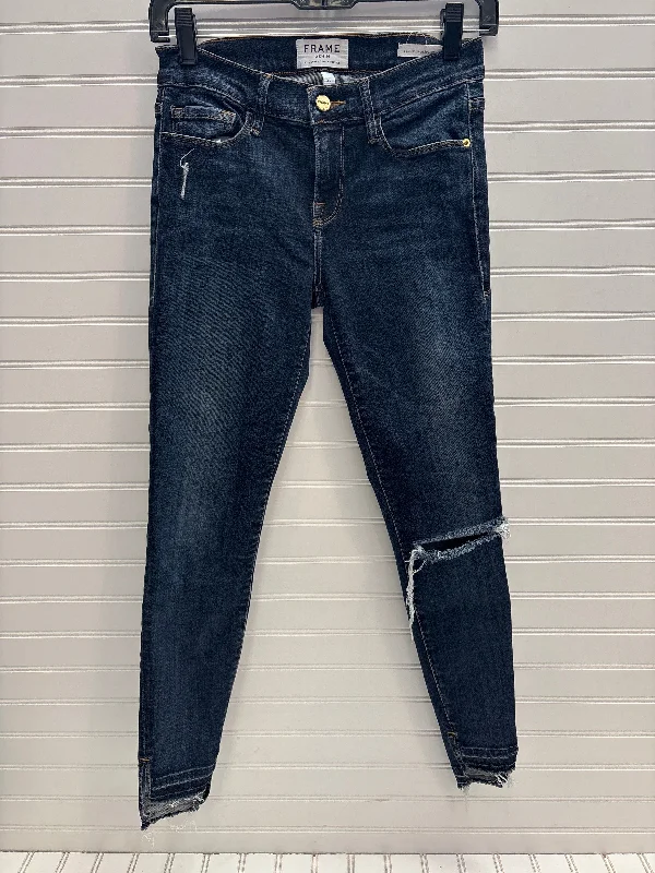 Warm Wear Jeans Skinny By Frame In Blue Denim, Size: 2
