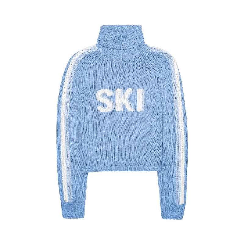 Comfortable Fashion Looks Cropped Ski Turtleneck Sweater in Light Blue