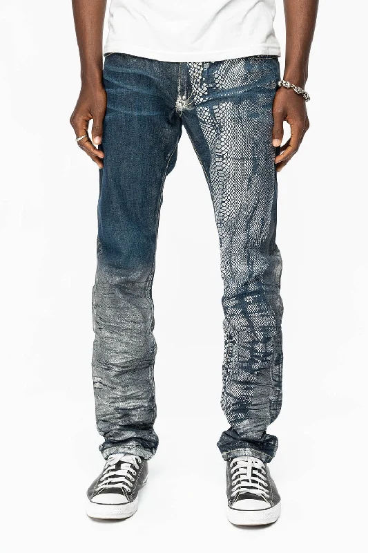 Effortless Comfort CLASSIC 5 POCKET  STRAIGHT LEG JEANS  IN  DESIGNER SNAKE SILVER WASH