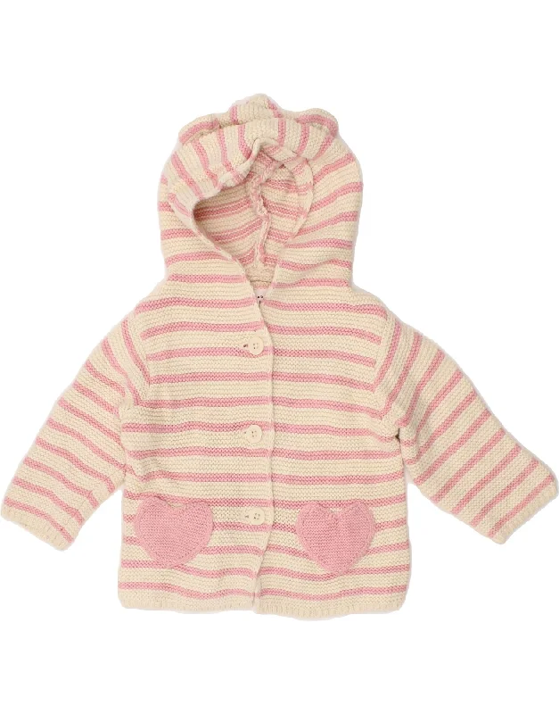 Easy Chic GAP Baby Girls Hooded Cardigan Sweater 3-6 Months Pink Striped Cotton