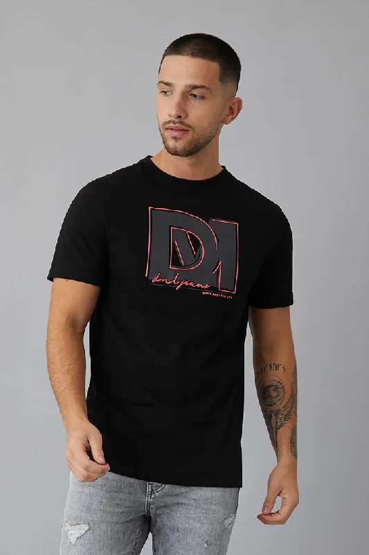 Personalized Design Fusion Printed crew neck t-shirt in BLACK