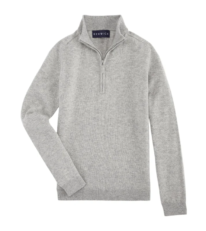 Exquisite Tailoring Wool Cashmere Quarter Zip Sweater