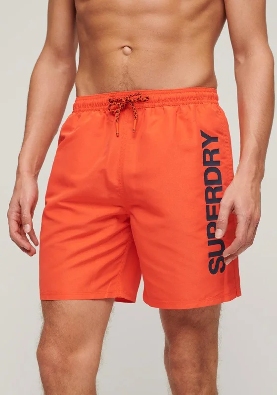 Soft Layers Superdry Graphic 17” Swim Shorts, Cherry Tomato Red