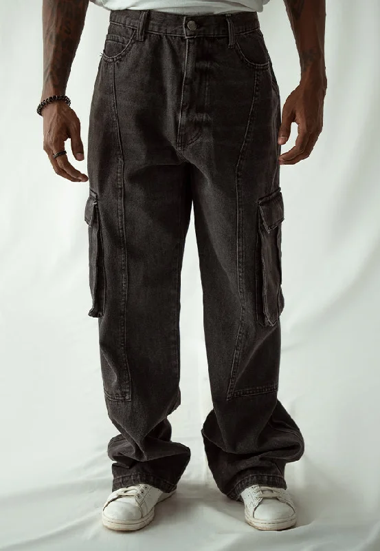 Editorial Design Straight Leg Cargo Jeans - Faded Grey