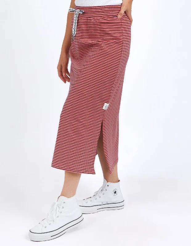 Soft Fabrics Travel Skirt Watermelon/Navy Stripe