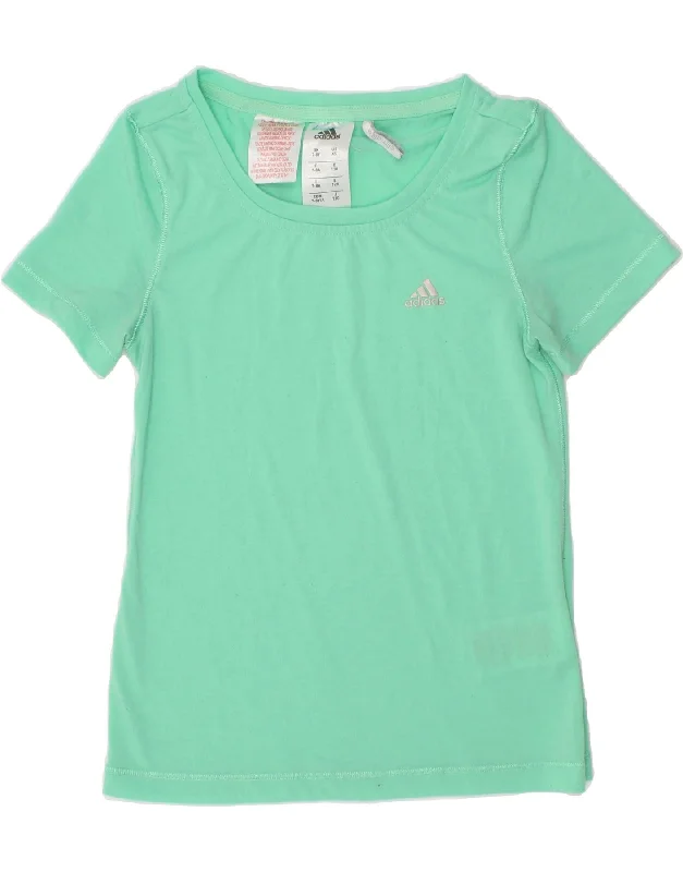 Breathable Style ADIDAS Girls Climalite T-Shirt Top 7-8 Years Green Cotton