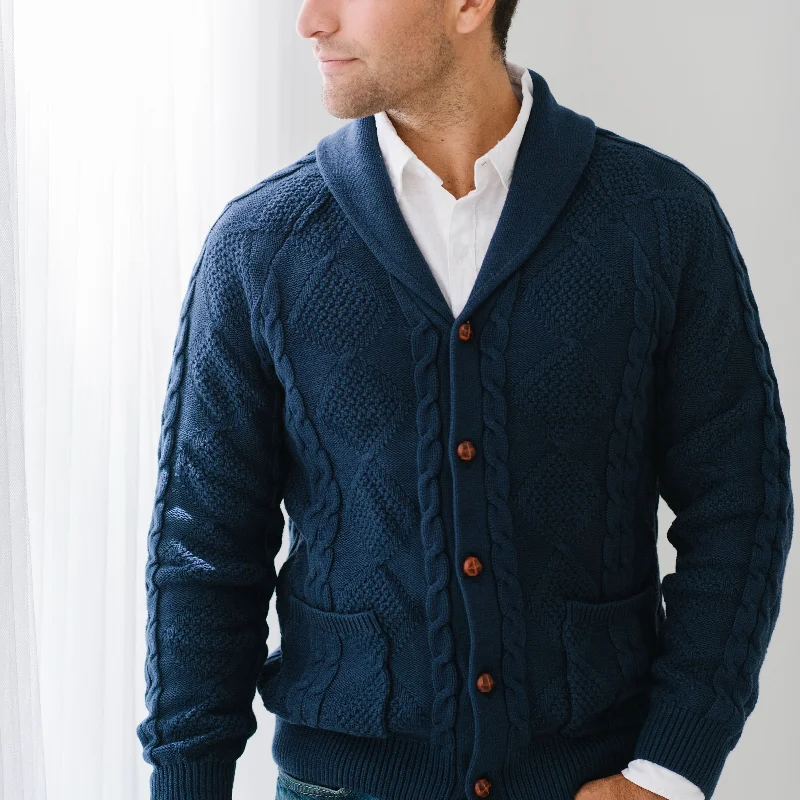 Elegant Tailoring Shawl Collar Cable Cardigan