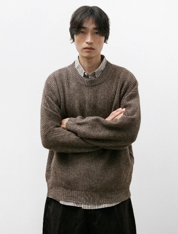 All-Day Wear Big Sweater Yak Wool Natural Brown