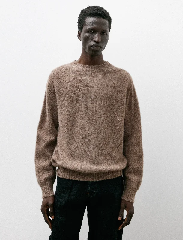 College Style Neighbour Pure New Wool Shaggy Sweater Nutmeg