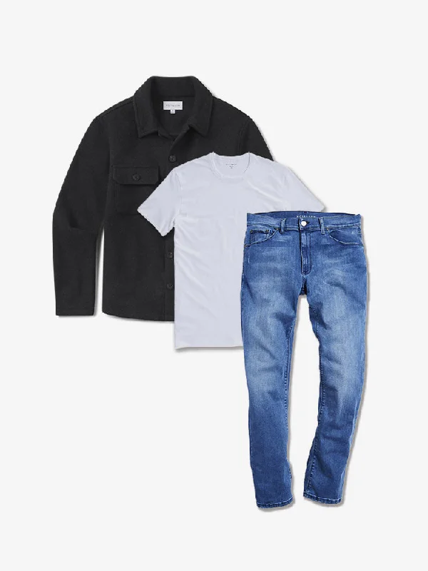 Soft Trends Set 21: 1 Shirt Jacket + 1 Tee + 1 pair of Jeans