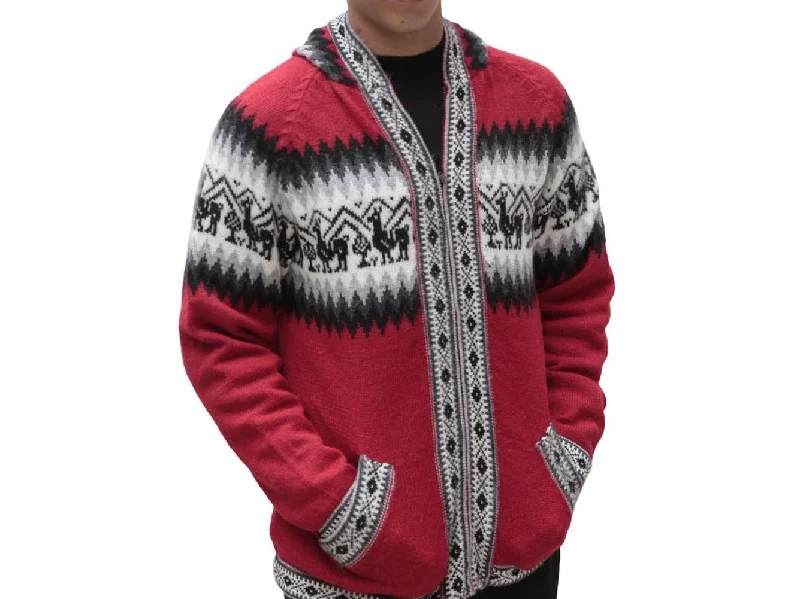 New Autumn And Winter Styles Mens Little Llamas Hooded Sweater Alpaca Wool Knitted Jacket Hoodie