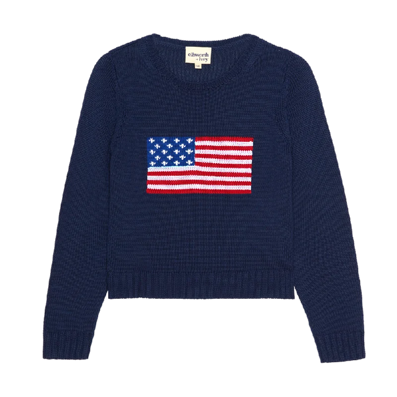 Noble And Elegant American Flag Fashion Crewneck Sweater in Navy