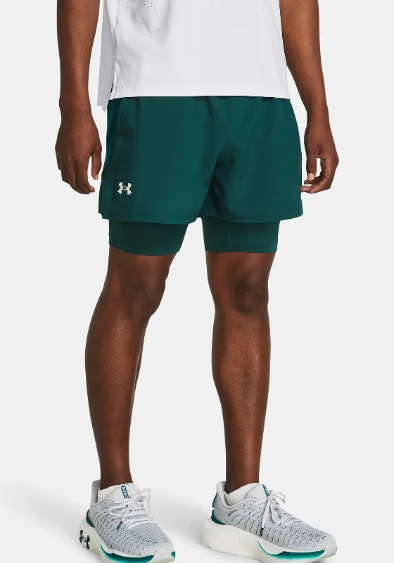 Cozy Fashion Under Armour Launch 2 in 1 5” Shorts, Hydro Steel