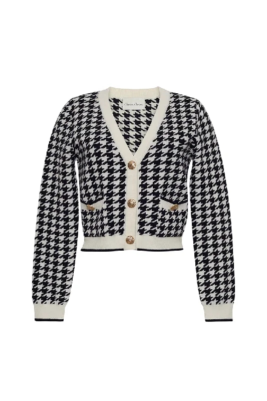 Advanced Design Mirna Cardigan in Houndstooth Black