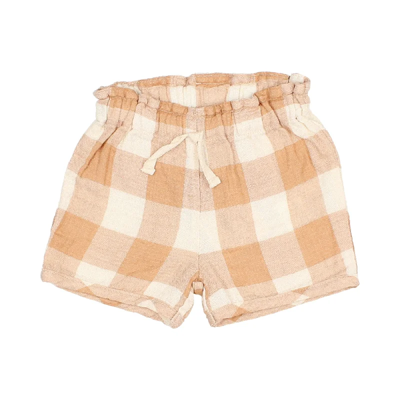 Cozy Shirts 7638.GINGHAM SHORTS-Caramel