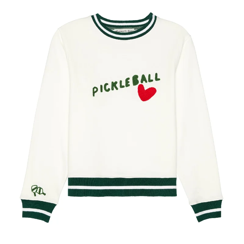 Versatile Style Pickleball Heart Sweatshirt in Cream
