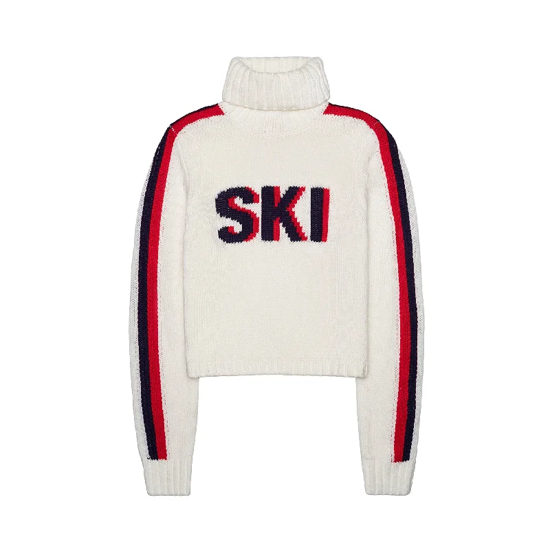 Chic Outfits Cropped Ski Turtleneck Sweater in Ivory