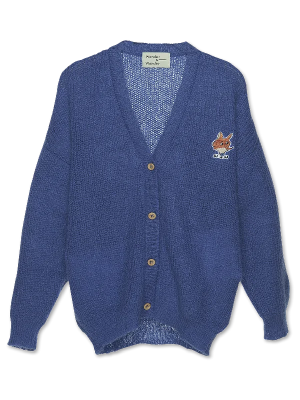 End Of The Year V NECK LOGO CARDIGAN-Periwinkle