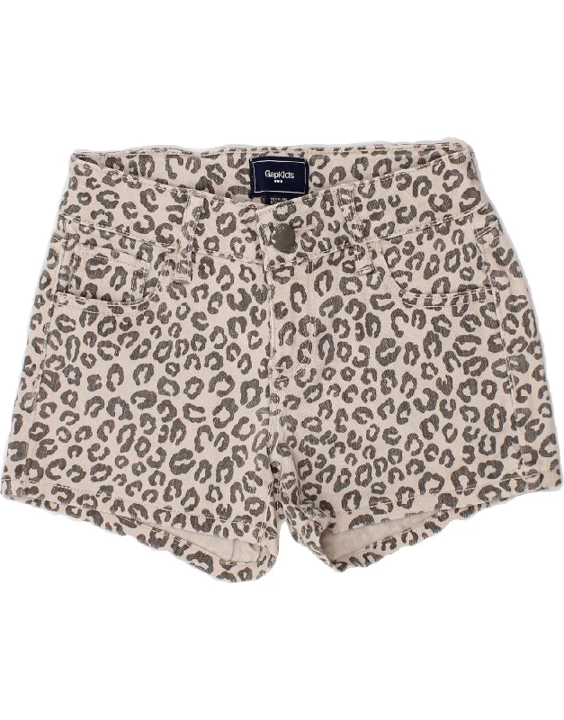Cozy Outfit GAP Girls Regular Denim Shorts 6-7 Years  W22  Grey Animal Print Cotton