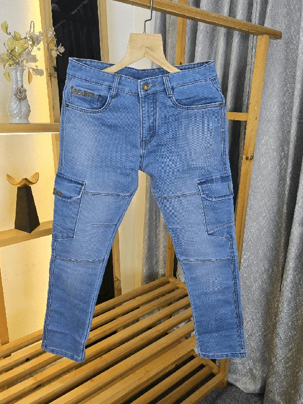 Lounge Chic Pocket Patch Denim Jeans Sky