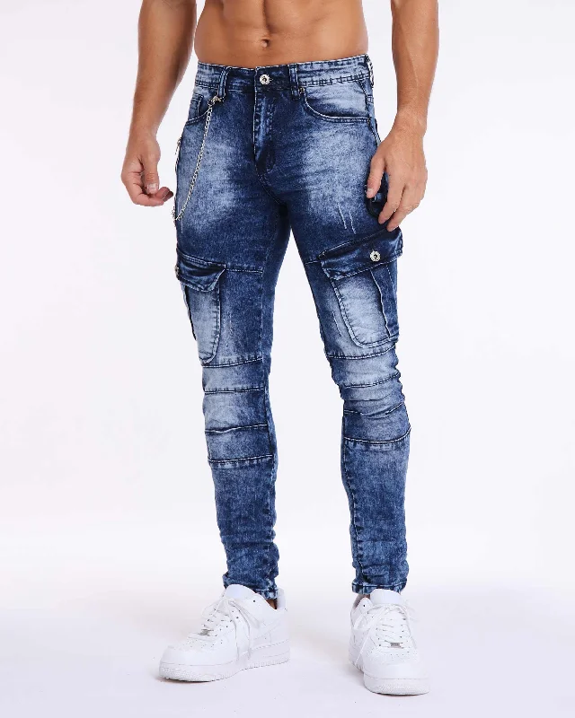 Sporty Comfort Dark Wash Workwear Slim Fit Blue Jeans