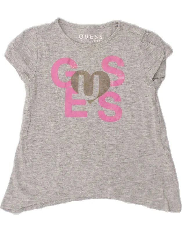 Layered Style GUESS Girls Graphic Tunic Top 2-3 Years Grey Cotton