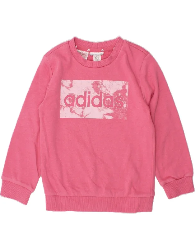 Relaxed Fashion ADIDAS Baby Girls Graphic Sweatshirt Jumper 18-24 Months Pink