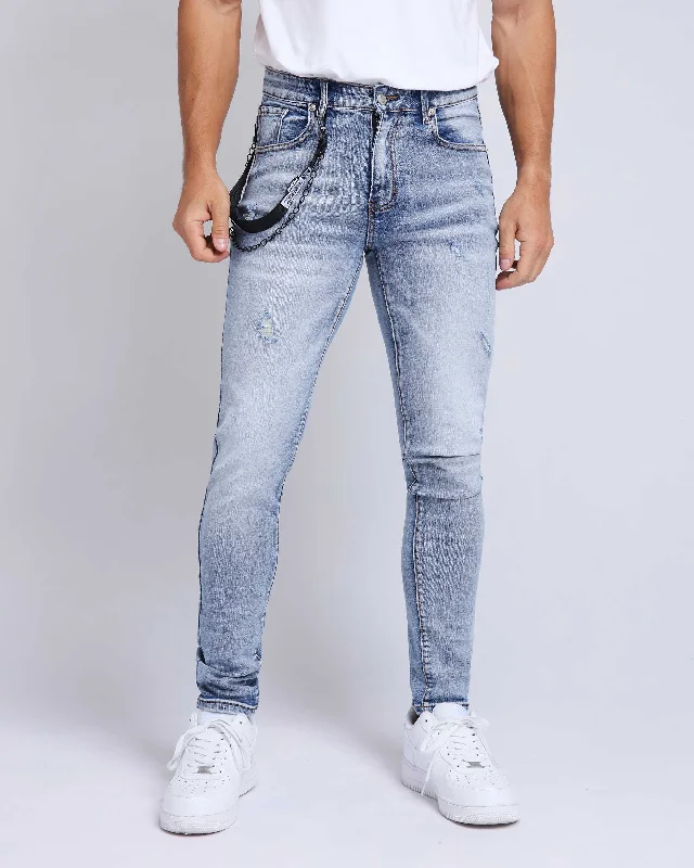 Soft Casuals Casual Cat Whisker Slim Fit Blue Ripped Jeans