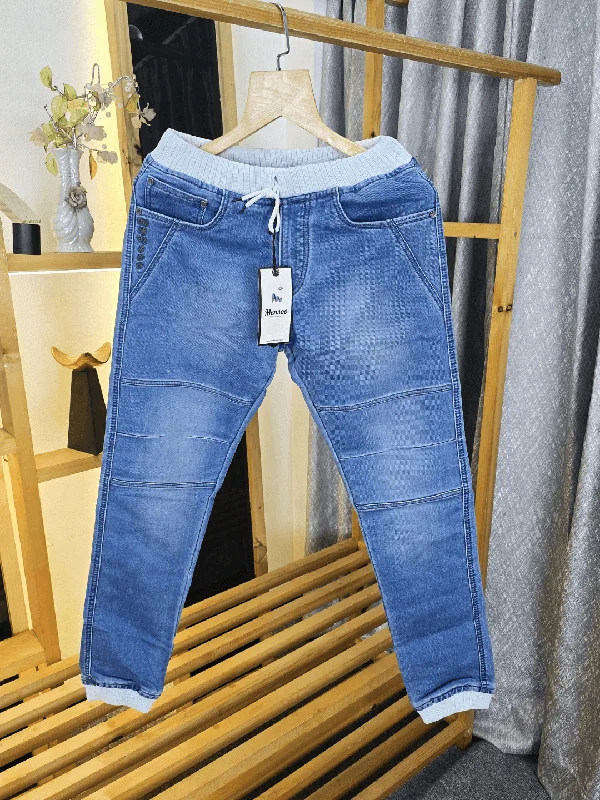 Cozy Vibes Rib Jogger Jeans Mid Blue
