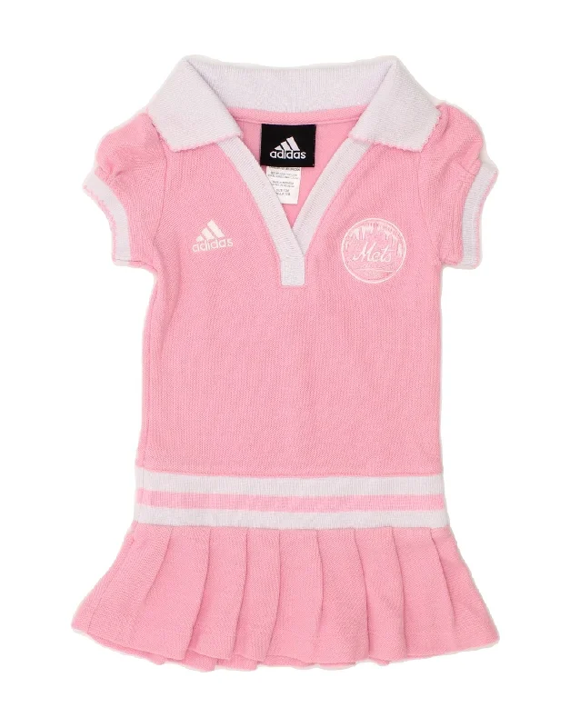 Stylish Ease ADIDAS Baby Girls Graphic Ruffle Polo Dress 9-12 Months Pink Cotton